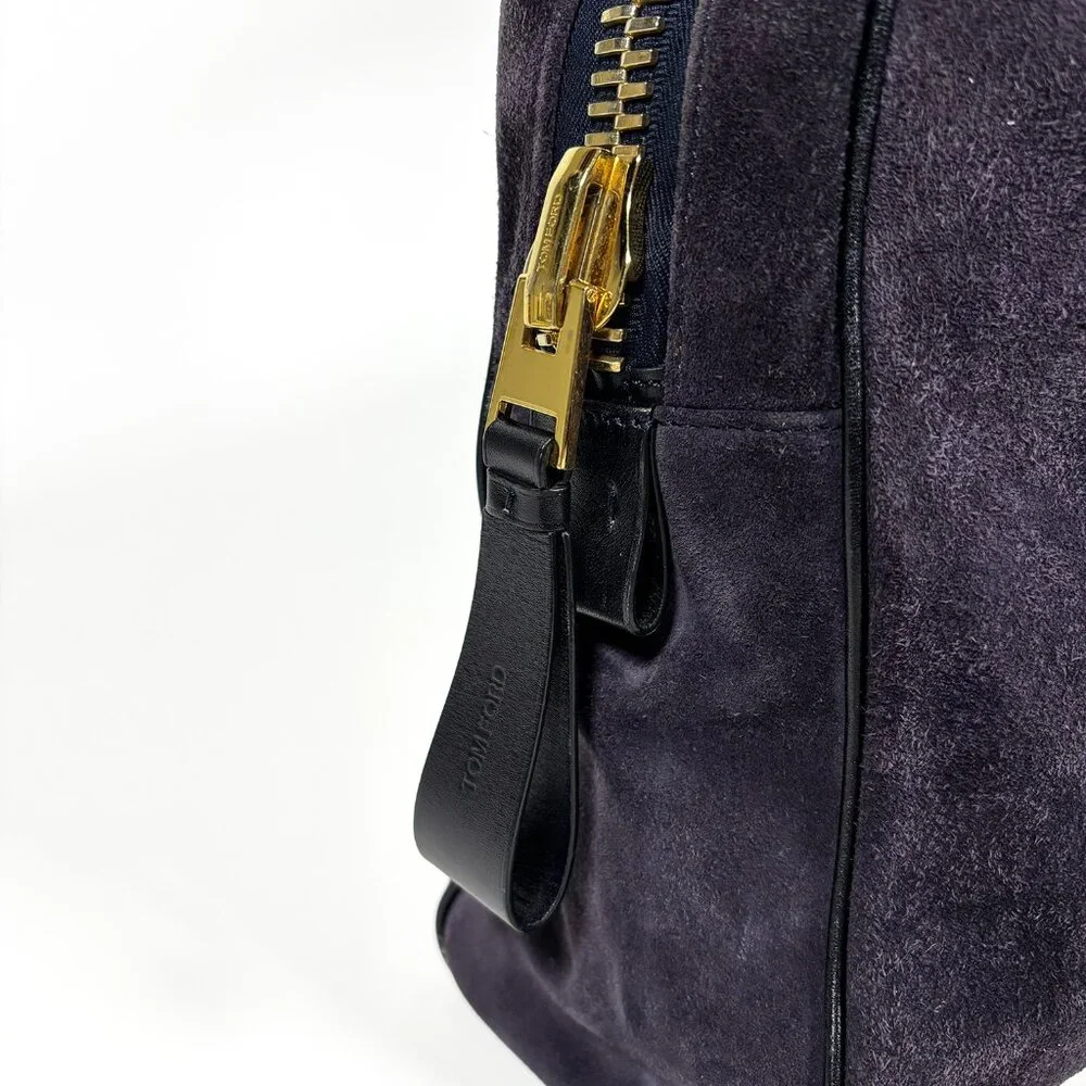 TOM FORD Men's Buckley Briefcase Suede Weekend Bag Plum